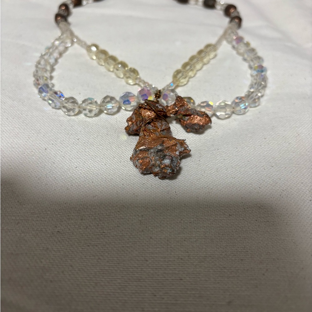 Art Jewelry Copper and Swarovski necklace